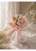 Handcrafted Pastel Pink Chenille Pipe Cleaner Lily Bouquet with Butterfly Wings | Eternal Lily of the Valley Flower Gift for Graduation, Prom, and Birthdays