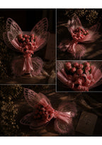 Handcrafted Pink Chenille Pipe Cleaner Tulip & Lily Bouquet | Unique Everlasting Velvet Flower Gift with Blush Pink Butterfly Wing Wrapping for Her