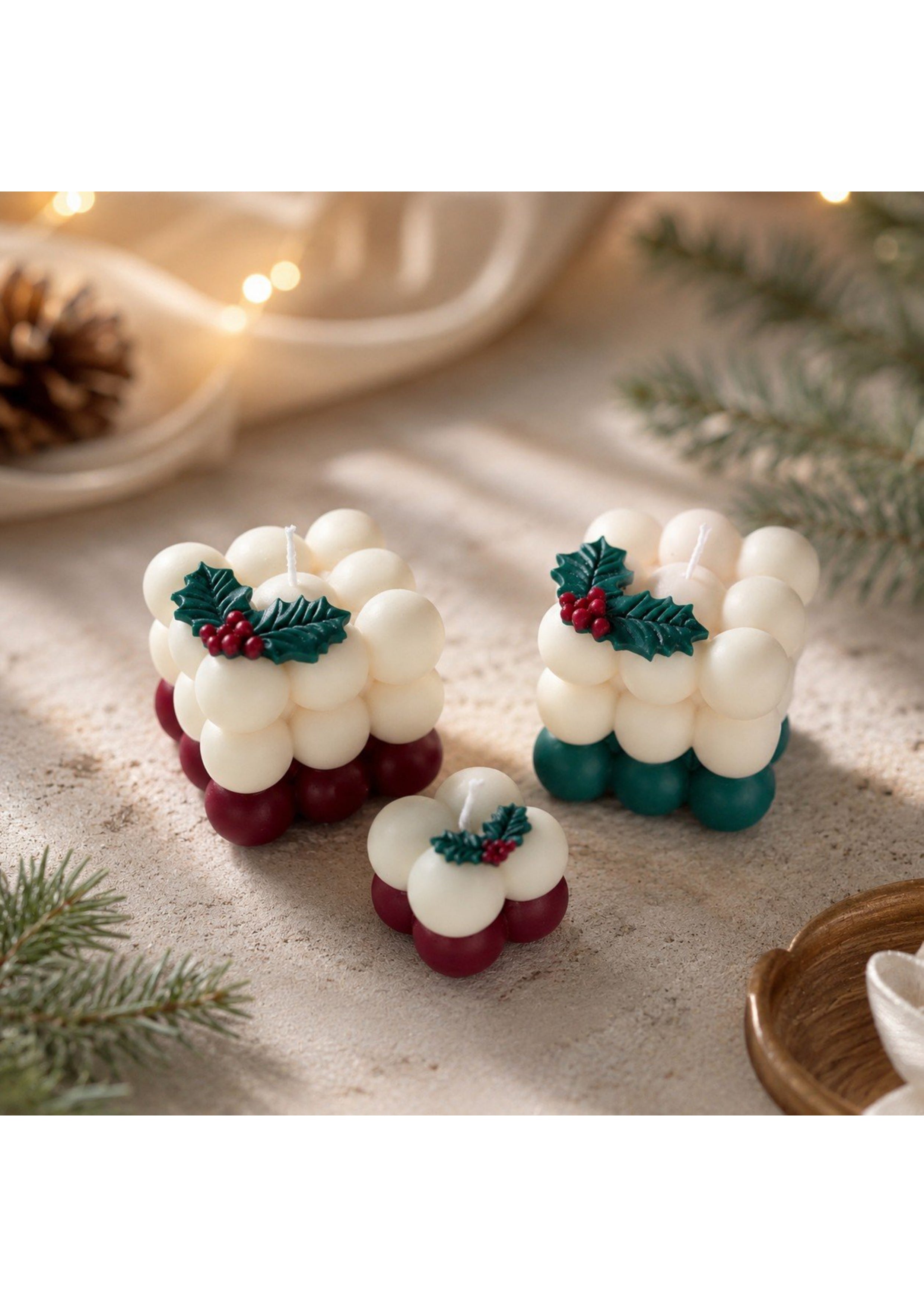 Festive Bubble Candles Set – Aesthetic Home Decor by Mobo Makes