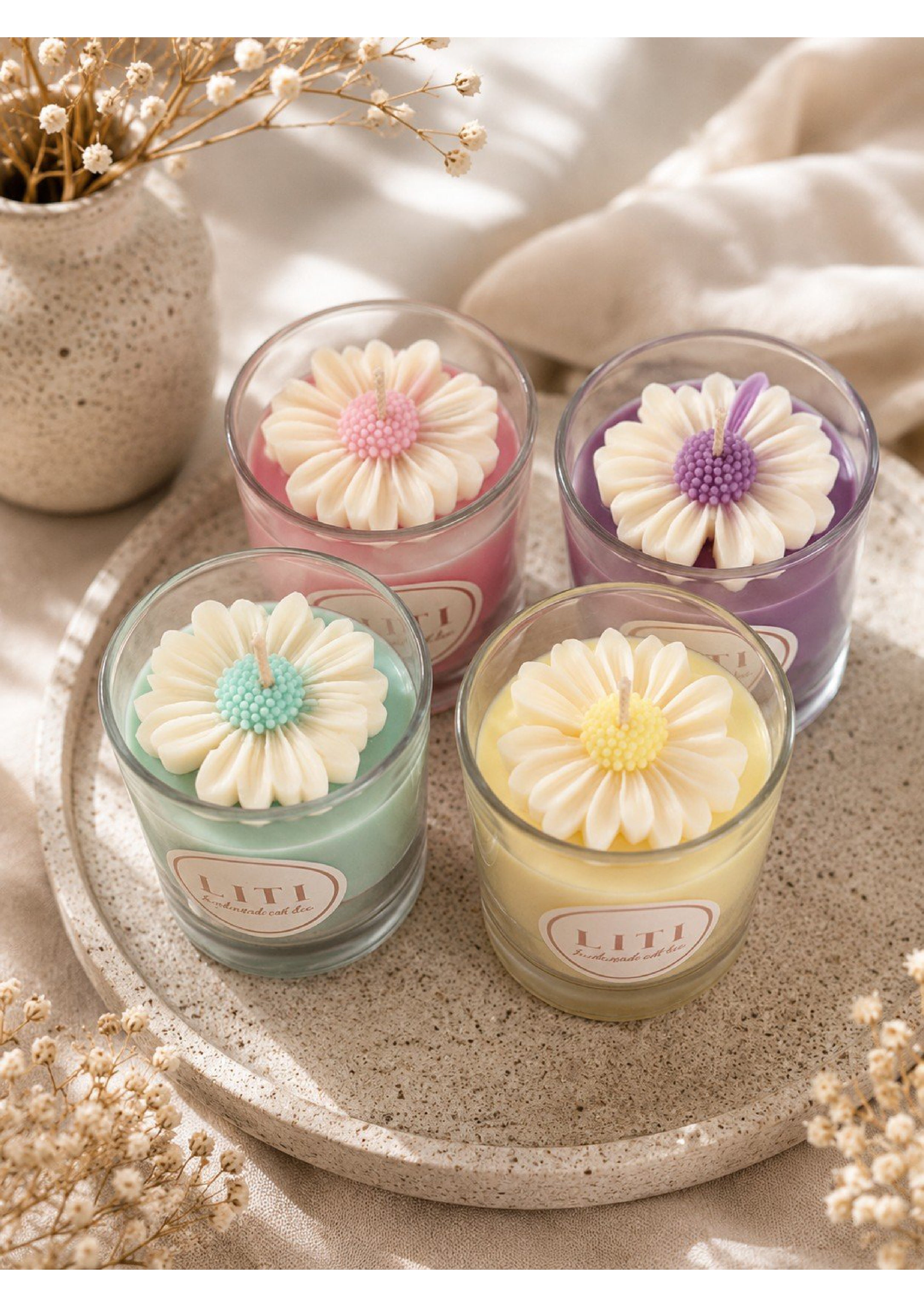 Luxury Daisy Candle Set | Handmade by Mobo Makes