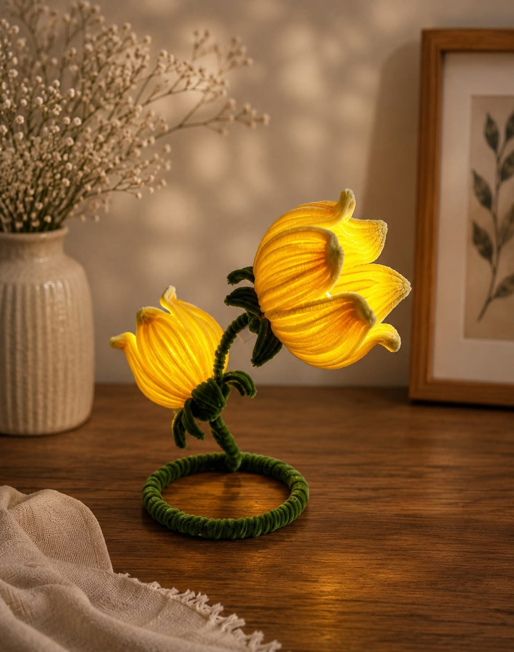 Handcrafted Yellow Lily Flower Light | Elegant Keepsake Gifts | Mobo Make