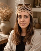 Handmade Crochet Mesh Skull Cap – Boho Fishnet Hair Bandana Headwrap