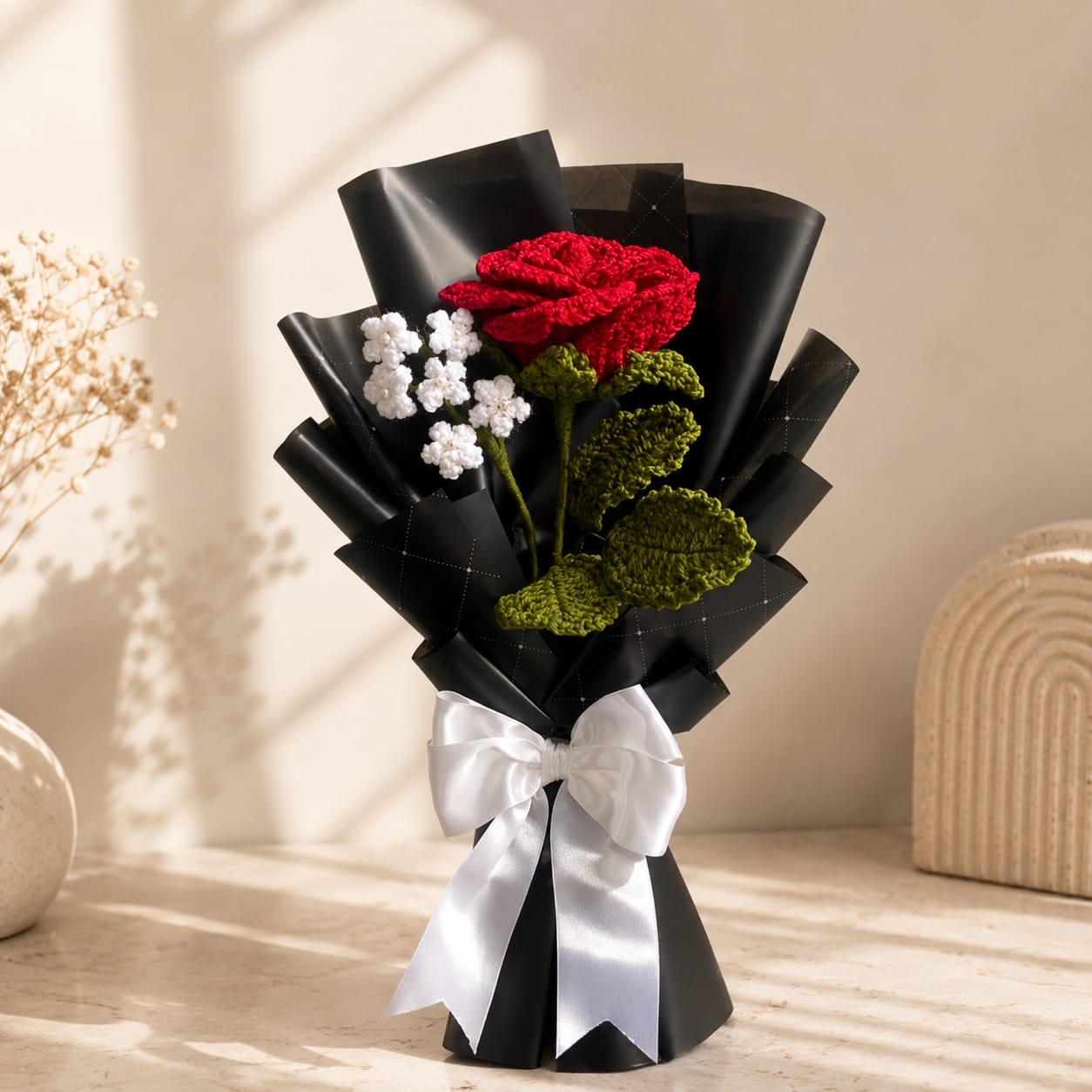 Luxury Handmade Crochet Rose Bouquet – Premium Eternal Knitted Flower