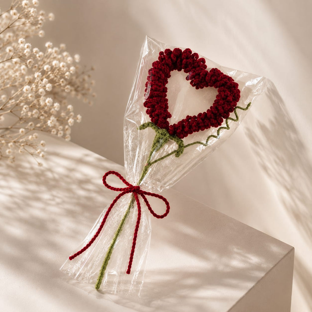 Luxury Handmade Crochet Heart Rose| Premium Handcrafted Gift by MOBO MAKES