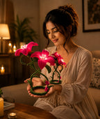 Handmade Pipe Cleaner Flower LED Night Light – Aesthetic Lily Desk Lamp