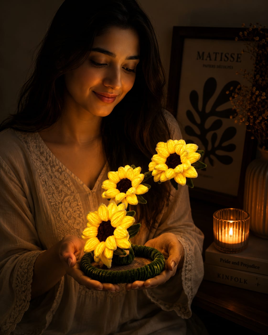 Golden Sunflower Crochet Lamps & Decor | Mobo Makes