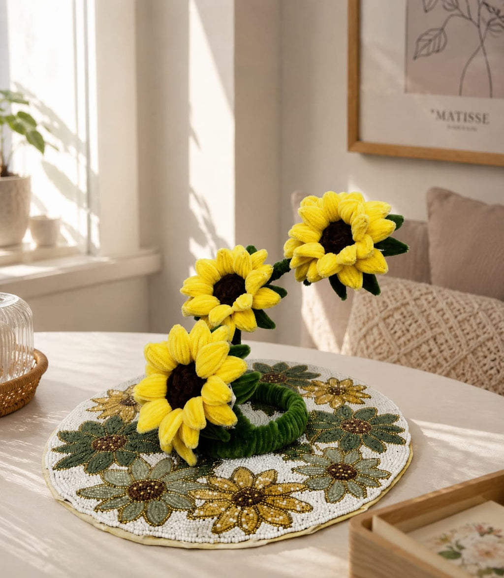 Golden Sunflower Crochet Lamps & Decor | Mobo Makes