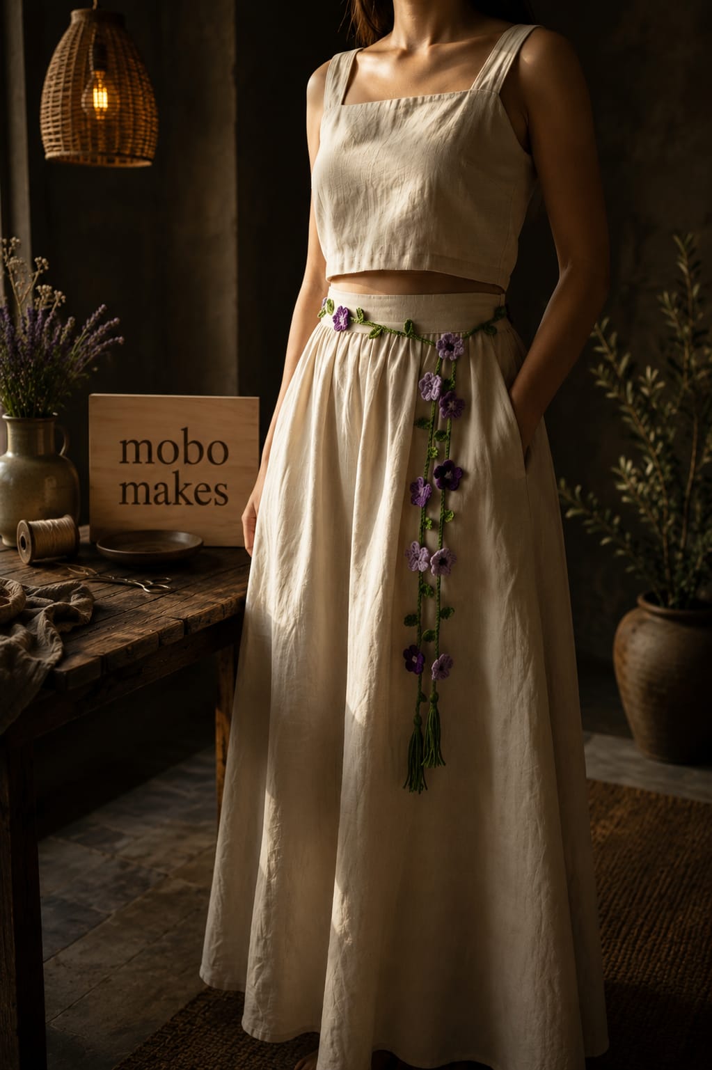 Handmade Crochet Flower Belt – Cottagecore Floral Vine Waist Strap | Mobo Makes