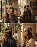Handmade Crochet Mesh Skull Cap – Boho Fishnet Hair Bandana Headwrap