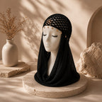 Handmade Net Bonnet with Celestial Charms – Macramé Diamond Pendant Headpiece