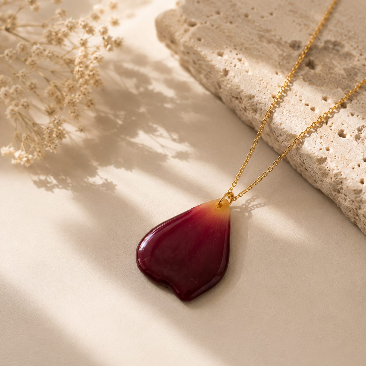 Pressed Rose Petal Pendant – Handmade Botanical Resin Necklace | Mobo Makes SET OF 4