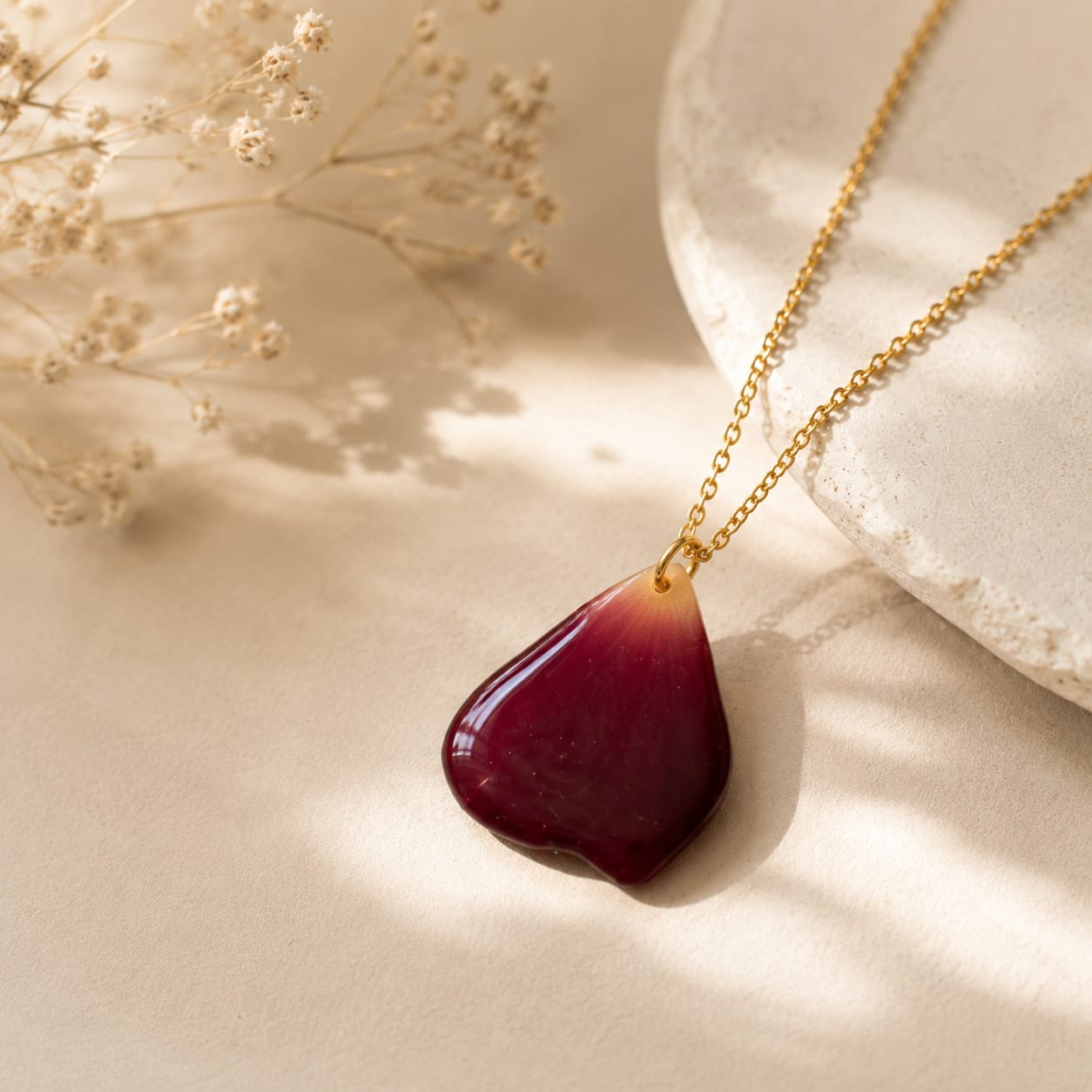 Pressed Rose Petal Pendant – Handmade Botanical Resin Necklace | Mobo Makes SET OF 4
