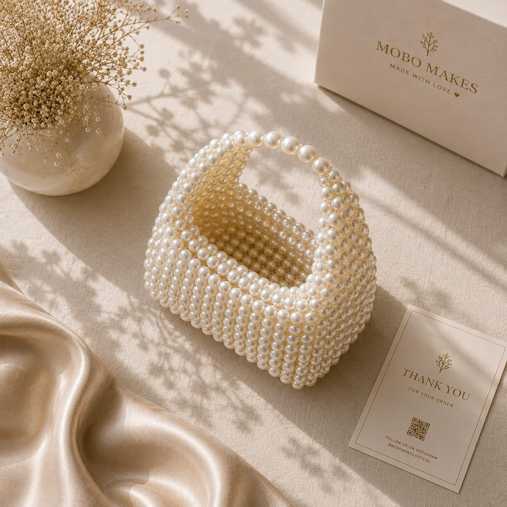 Luxury Handmade Pearl Beaded Handbag | Elegant Bridal & Party Purse