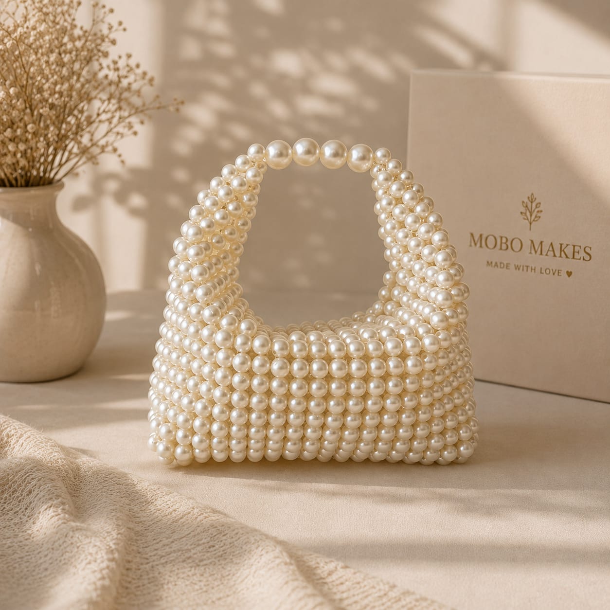Luxury Handmade Pearl Beaded Handbag | Elegant Bridal & Party Purse