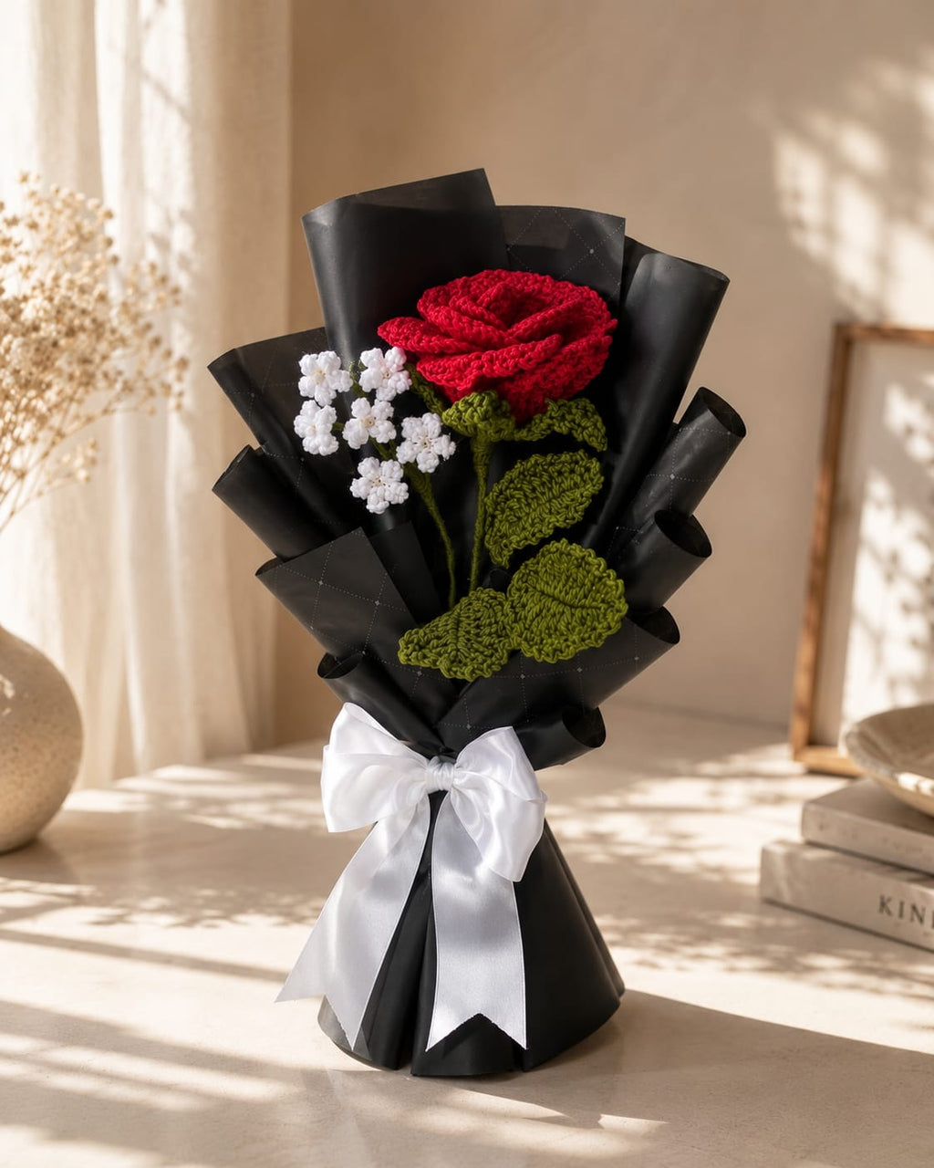Luxury Handmade Crochet Rose Bouquet – Premium Eternal Knitted Flower