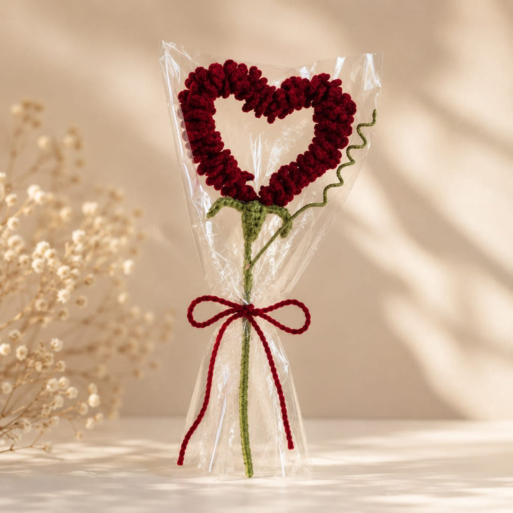 Luxury Handmade Crochet Heart Rose| Premium Handcrafted Gift by MOBO MAKES