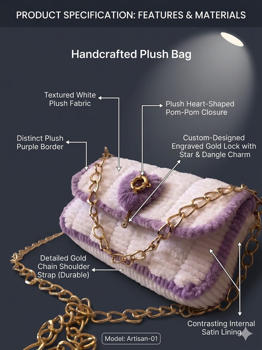 Luxury Handcrafted Lavender & White Crochet Sling Bag | Premium Checkerboard Crossbody Bag for Women | MOBO MAKES