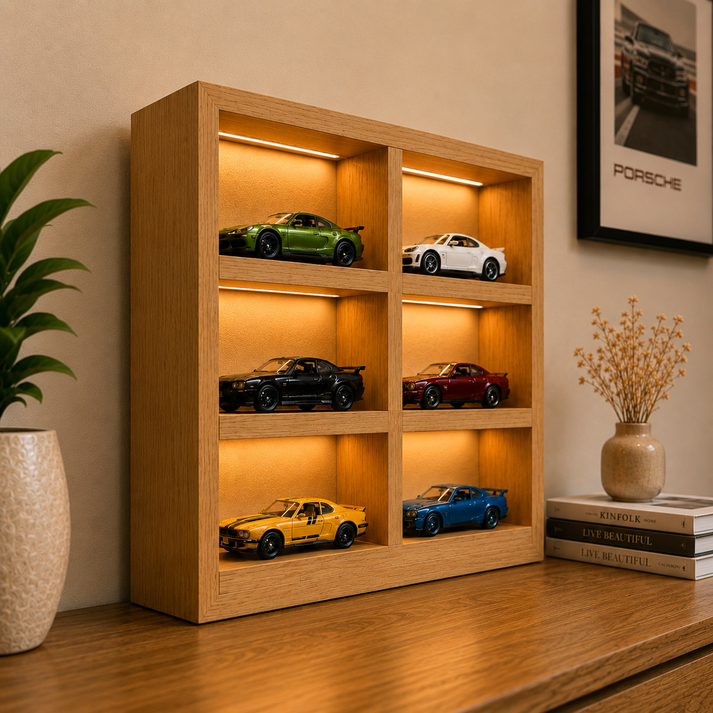 Premium Wooden Diecast Car Display Shelf