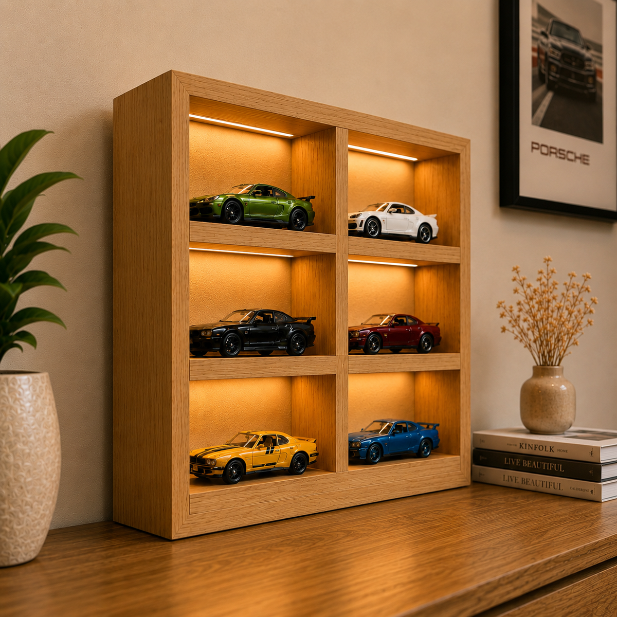 Premium Wooden Diecast Car Display Shelf