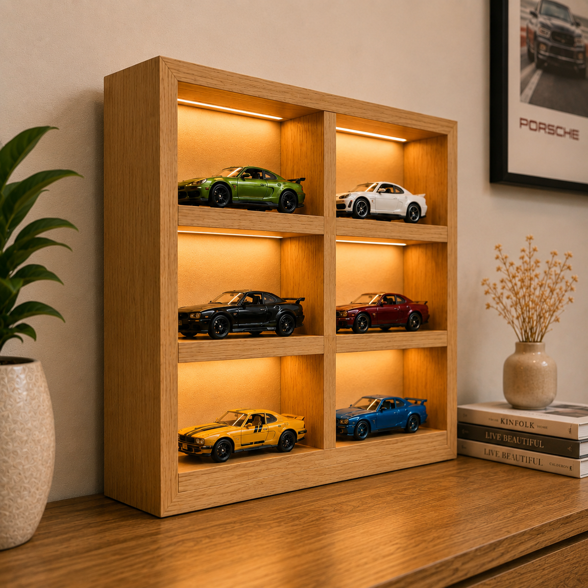 Premium Wooden Diecast Car Display Shelf