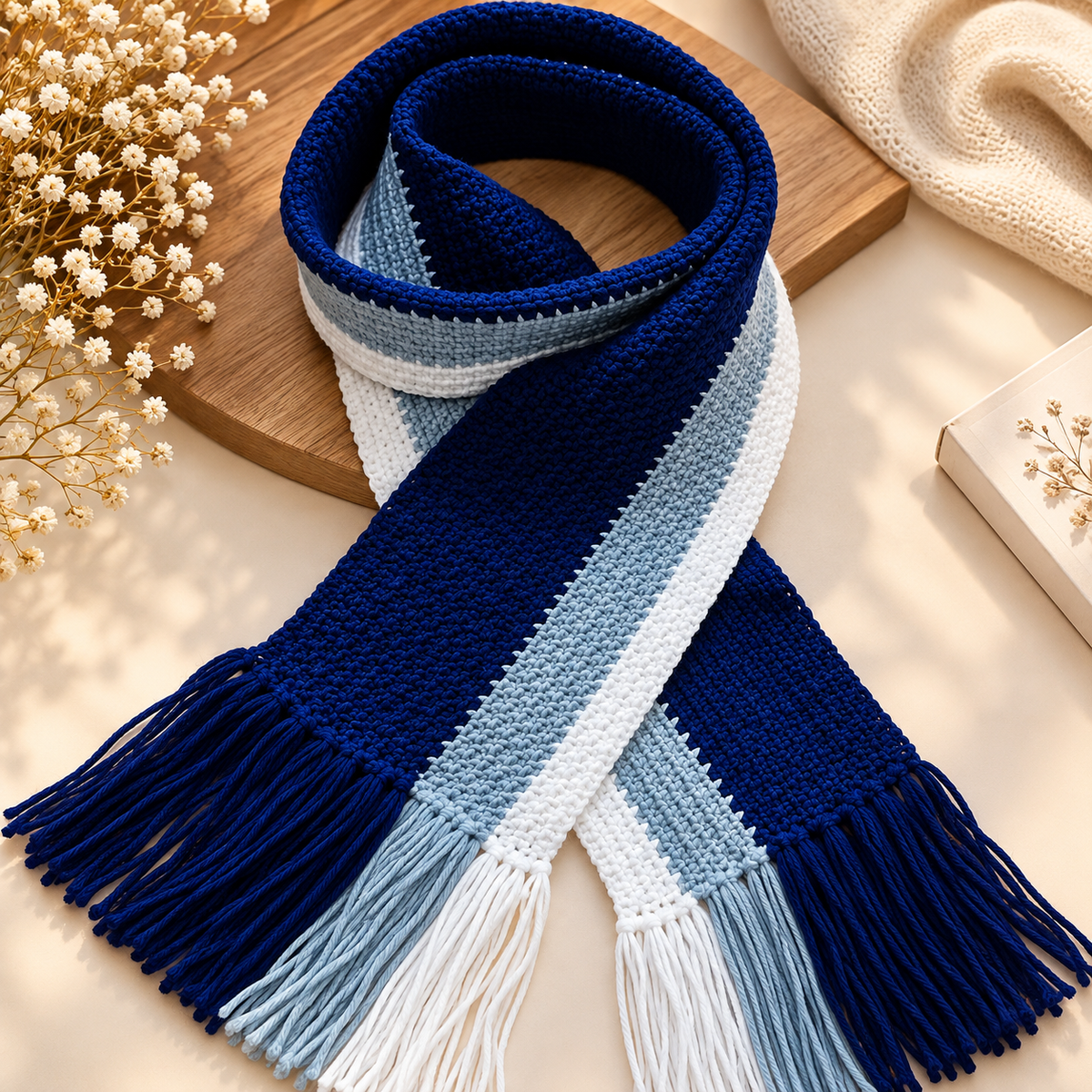 Premium Striped Winter Wrap with Tassel Fringes