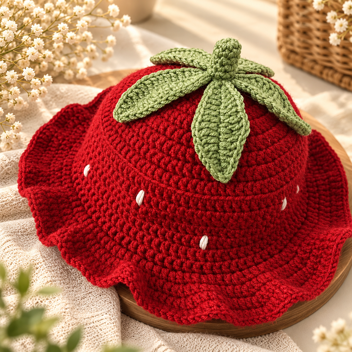 Handcrafted Red Strawberry Crochet Hat