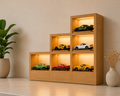 Premium Wooden Hot Wheels Display Rack with LED Lights | 6-Car Die-Cast Display Shelf