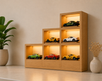 Premium Wooden Hot Wheels Display Rack with LED Lights | 6-Car Die-Cast Display Shelf