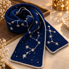 Handcrafted Navy Blue Crochet Embroidered Scarf |